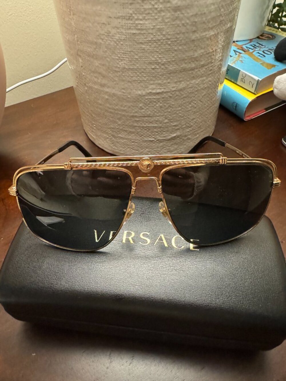 NEW Versace VE2242-100287 Sunglasses 61mm Gold Frame / Grey Lens Authentic